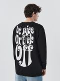Felpa nera con stampa bianca - Nero - CROPP - small1