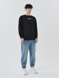 Felpa nera con stampa bianca - Nero - CROPP - small3