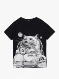 T-shirt nera con motivo gatto galattico - Nero - CROPP - small4