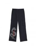 Czarne spodnie cargo z motywem smoka - czarny - CROPP - small4