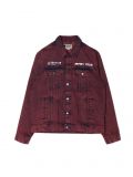 Bordowa kurtka jeansowa z nadrukami - czerwony - CROPP - small1