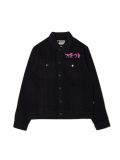 Czarna kurtka jeansowa z nadrukami - czarny - CROPP - small1