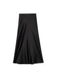 Довга атласна спідниця - чорний - CROPP - small1