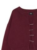 Bordowy kardigan z agrafkami - kasztanowy - CROPP - small2