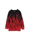 Czarny sweter z motywem ognia - czerwony - CROPP - small2