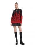 Czarny sweter z motywem ognia - czerwony - CROPP - small1
