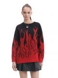 Czarny sweter z motywem ognia - czerwony - CROPP - small3