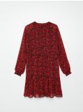 Sukienka w kwiaty z falbaną - czerwony - CROPP - small6