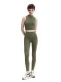Ciemnozielone legginsy w prążki - zielony - CROPP - small1