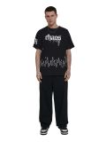 Czarna koszulka oversize z motywem płomieni - czarny - CROPP - small1