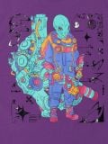 Fioletowy T-shirt oversize z nadrukiem kosmity - fioletowy - CROPP - small2