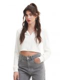 Hanorac cu glugă și fermoar - alb - CROPP - small3
