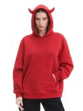 Czerwona bluza z kapturem i rogami - czerwony - CROPP - small1
