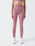 Dzianinowe legginsy w prążki - różowy - CROPP - small2
