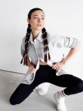 Dzianinowe legginsy w prążki - czarny - CROPP - small1