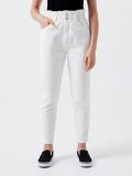 Jeansy mom z marszczoną talią - biały - CROPP - small2