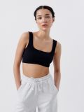 Кроп топ із трикотажу в рубчик - чорний - CROPP - small1