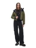 Czarno-ciemnozielona kurtka puffer z kapturem - zielony - CROPP - small2