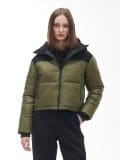Czarno-ciemnozielona kurtka puffer z kapturem - zielony - CROPP - small1