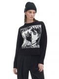 Czarny sweter z motywem mangi - czarny - CROPP - small1