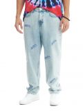 Jeansy wide leg z nadrukami - niebieski - CROPP - small1