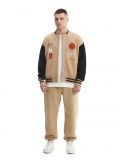 Beżowa bluza bomber z haftami - beżowy - CROPP - small1