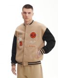 Beżowa bluza bomber z haftami - beżowy - CROPP - small3