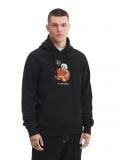 Czarna bluza z kapturem i aplikacją - czarny - CROPP - small1