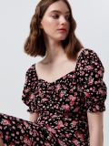 Sukienka w kwiaty z bufiastymi rękawami - czarny - CROPP - small2