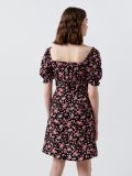 Sukienka w kwiaty z bufiastymi rękawami - czarny - CROPP - small3