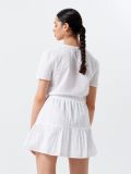 Ażurowa spódnica z falbanką - biały - CROPP - small3