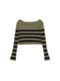 Pulover în dungi - verde-prăfuit - CROPP - small2