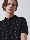 Koszulka polo z nadrukiem - czarny - CROPP - small4