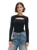 Czarny sweter z wycięciem z przodu - czarny - CROPP - small1