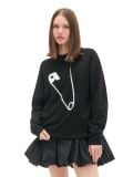 Pulover s potiskom - črna - CROPP - small2