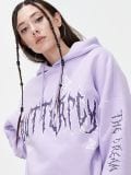 Fioletowa bluza z kapturem oversize - fioletowy - CROPP - small1
