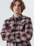 Flanelowa koszula w kratę - różowy - CROPP - small1