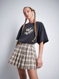 Plisowana spódnica w kratę - beżowy - CROPP - small1