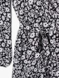 Czarna sukienka w kwiaty z paskiem - czarny - CROPP - small5