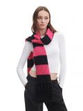 Różowo-czarny szalik z frędzlami - różowy - CROPP - small3
