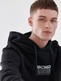 Koptatott hatású kapucnis felső - fekete - CROPP - small2