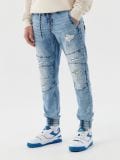 Jeansowe joggery z postrzępieniami - niebieski - CROPP - small5