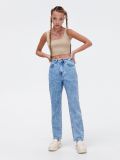 Niebieskie jeansy mom z efektem sprania - niebieski - CROPP - small1