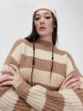 Sweter w poziome pasy - beżowy - CROPP - small1
