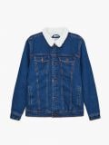 Jeansowa kurtka sherpa - granatowy - CROPP - small1