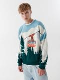 Sweter z motywem zimowym - niebieski - CROPP - small1