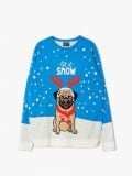 Świąteczny sweter z mopsem - niebieski - CROPP - small4