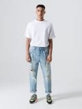 Jeansy loose fit z dziurami - niebieski - CROPP - small4