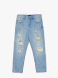 Jeansy loose fit z dziurami - niebieski - CROPP - small5