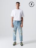 Jeansy loose fit z dziurami - niebieski - CROPP - small1